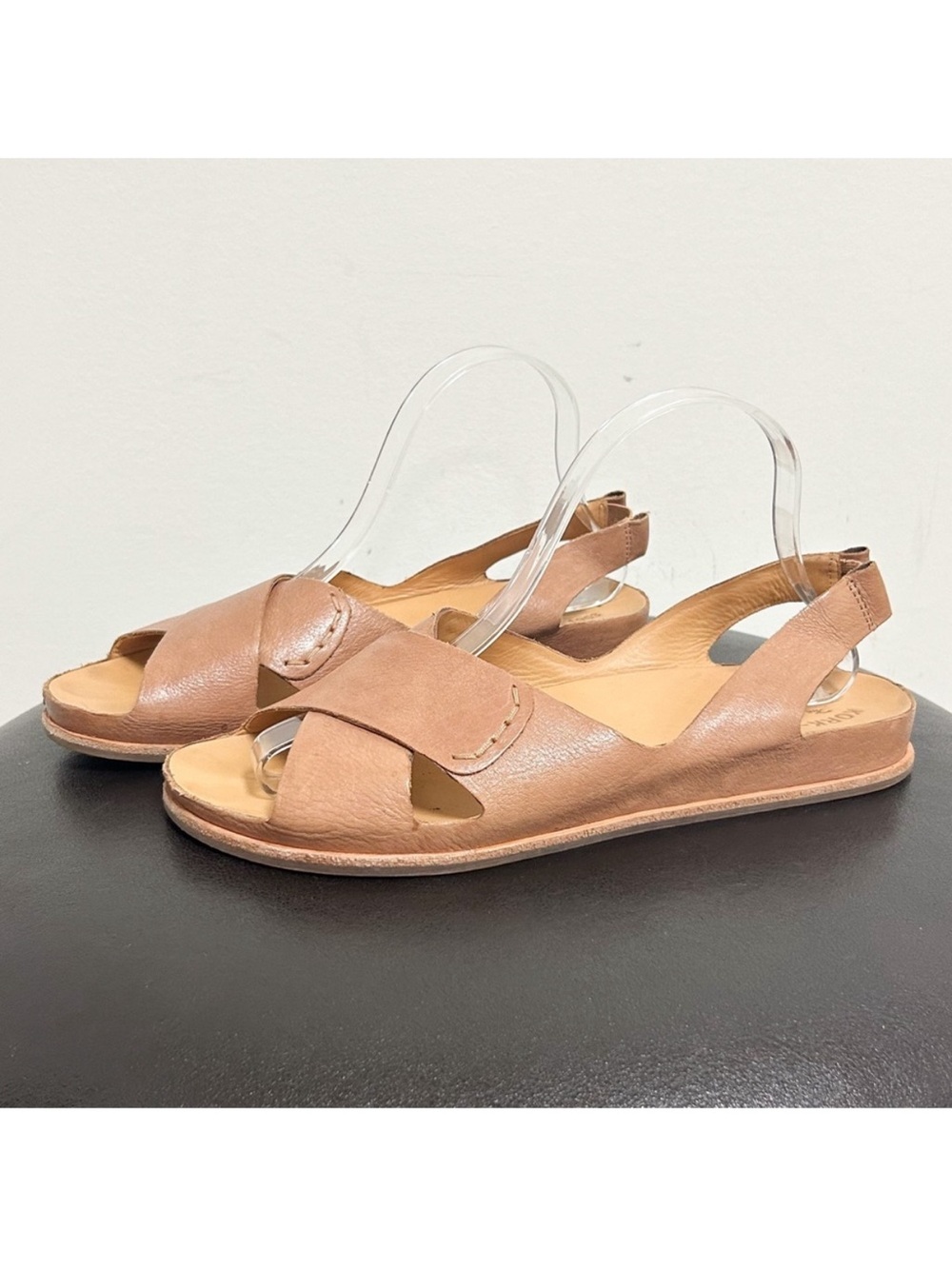 Kork-Ease Women's Taupe Cross-Strap Leather Slingback Sandals